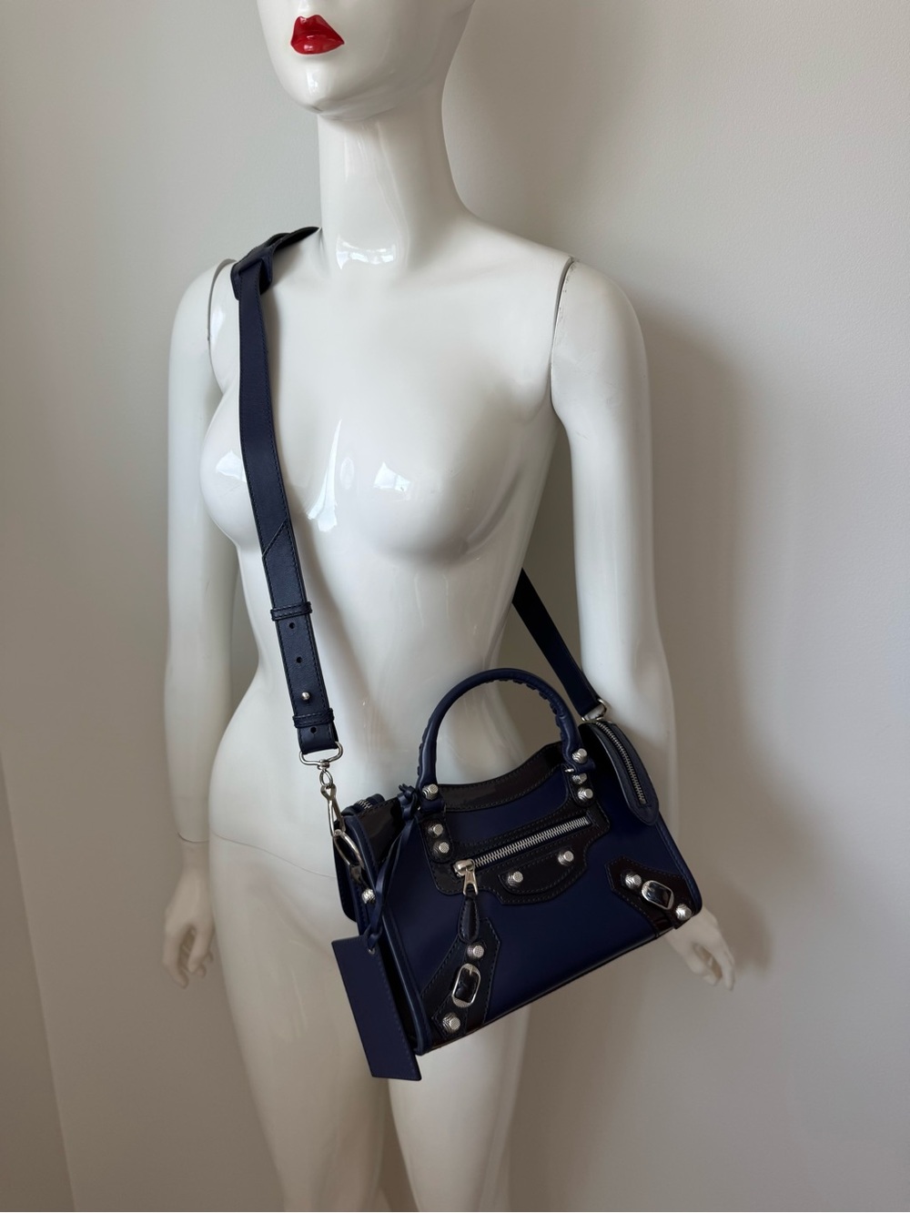 Vintage Balenciaga Navy Blue Mini City bag - Leather Top Handle Crossbody - Picture 16 of 16